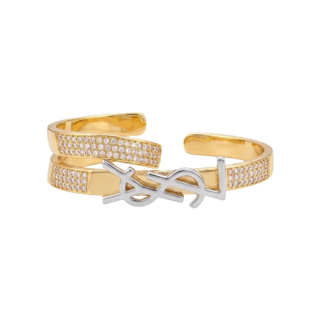 YSL Style Two-Finger Pavé Ring