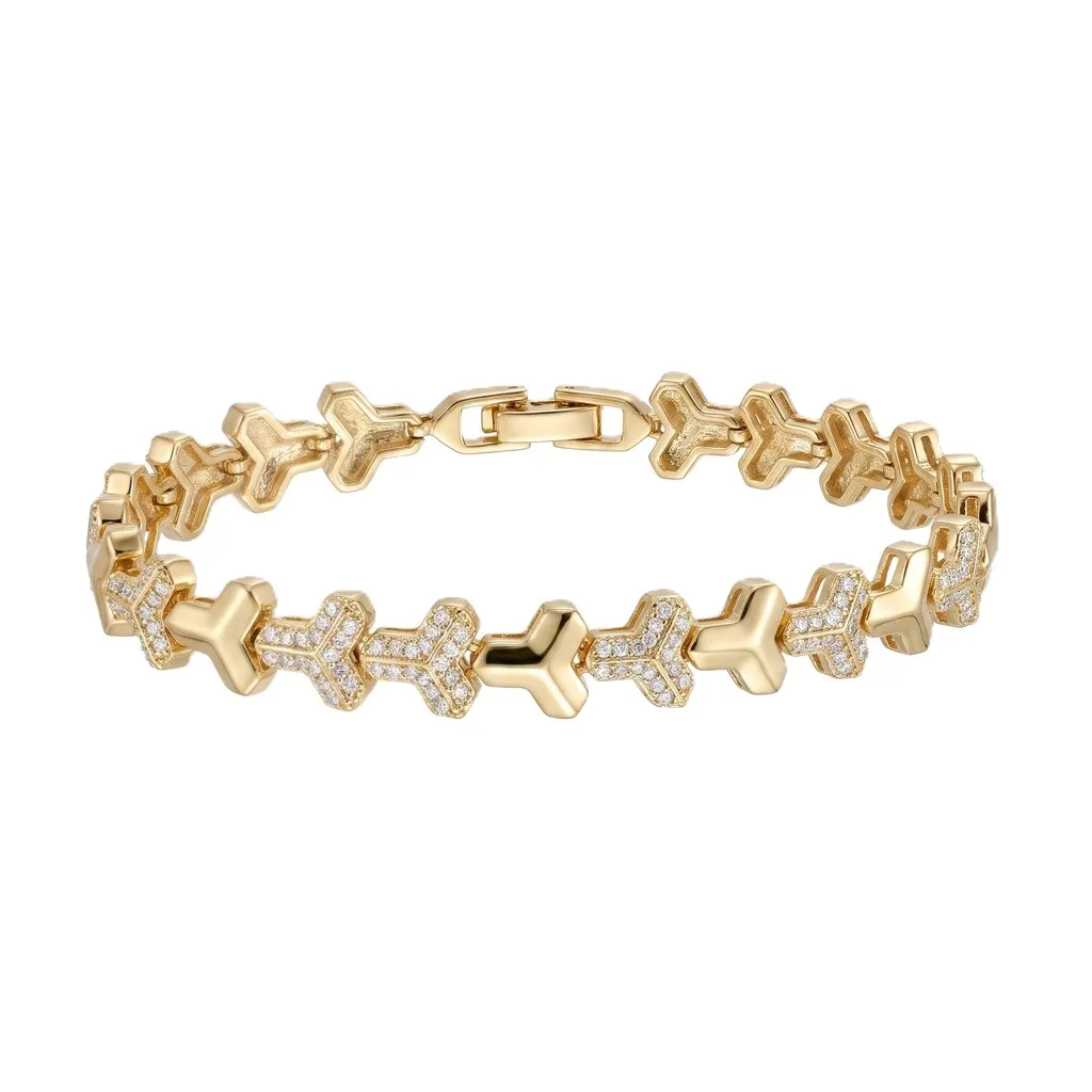 Gold 3D Linked Zircon Bracelet