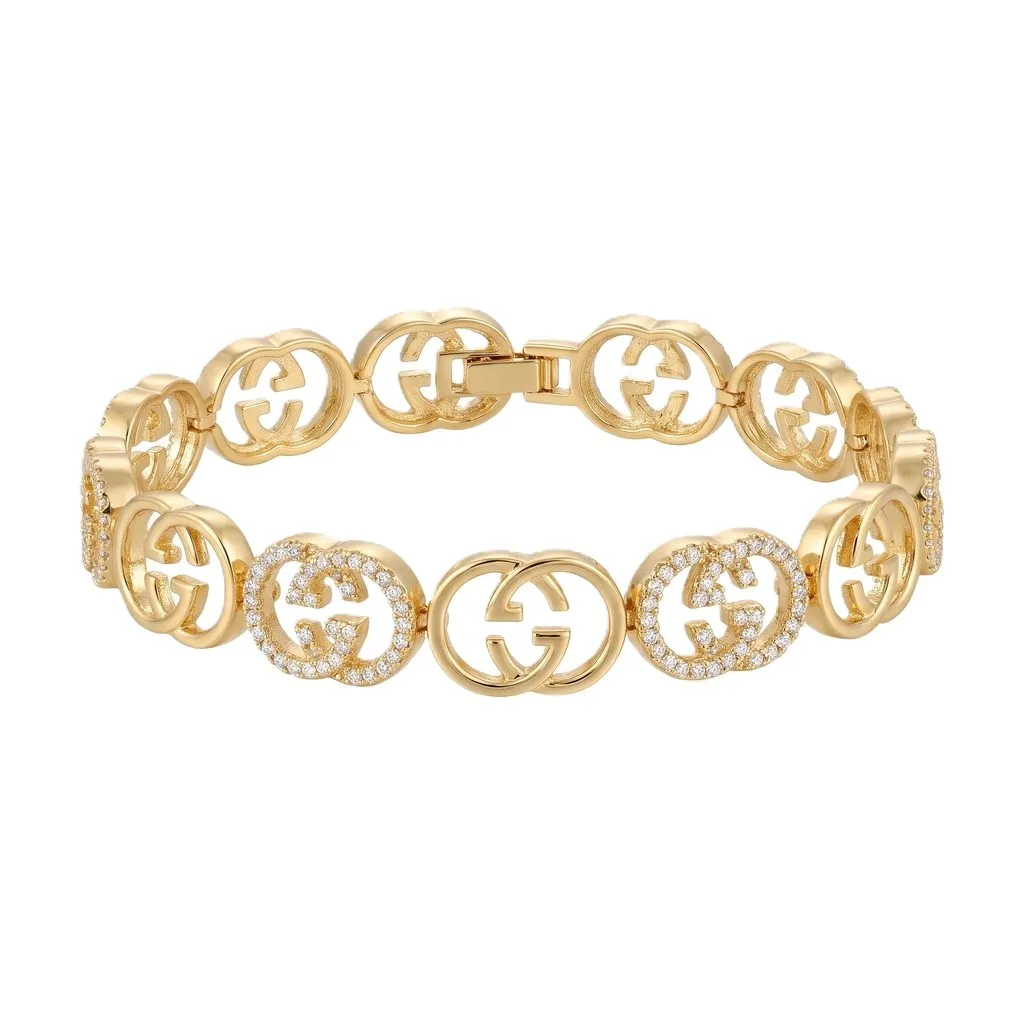 Gucci Alternating Pavé & Gold GG Bracelet