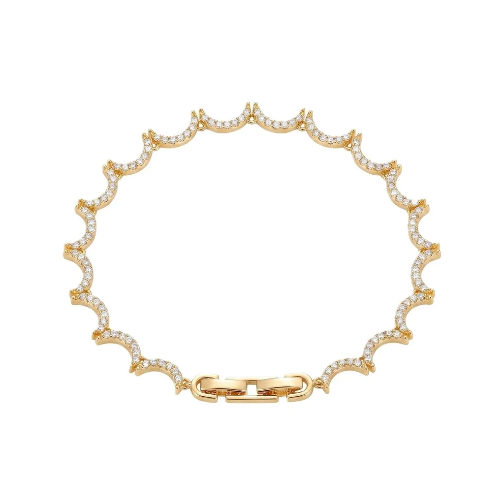 Gold Crescent Motifs Zircon Bracelet