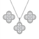 Halo Floral Clover Necklace with Earrings