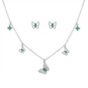 Green Butterfly Necklace With Earrings