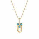 Geometric Turquoise Link Necklace