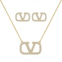 Pave Double V Signature With Earrings