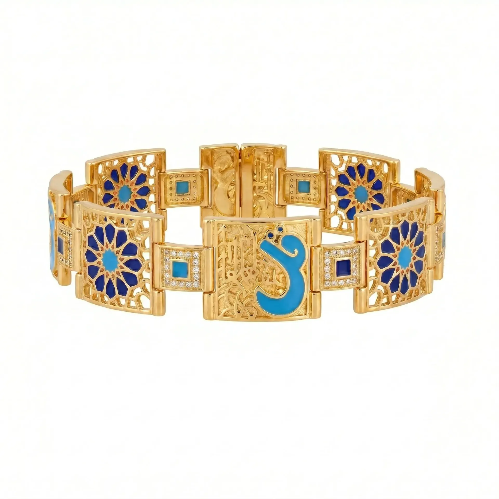 Islamic Arabesque Enamel Link Bracelet