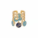 Open "Qul" Enamel Charm Gold Ring