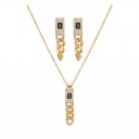 Dangle Pave Monaco Chain Necklace & Earrings Set
