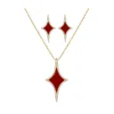 Red Star Necklace With Earrings