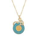Heritage Coin Necklace with Blue Enamel and Arabic Calligraphy