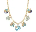 Azza Fahmy "Qul" Calligraphy Charm Necklace - Turquoise & Blue Enamel