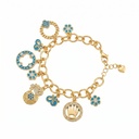 Gold Crown & Floral Charm Bracelet