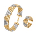 Cut Beaded Interwoven Bracelet & Ring Set