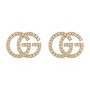 Interlinked Geometric Double G Crystal Studs Earrings