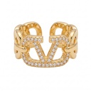 Valentino VLogo Signature Metal Ring with Crystals
