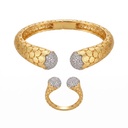 Textured Scale Motif Pavé Cuff Bracelet & Ring Set