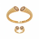 Ribbed Fluted Multi-Color Floral Bracelet & Ring Set