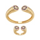 Ribbed Spiral Multi-Color Baguette Bracelet & Ring Set