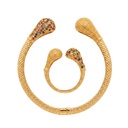 Sculpted Mesh Multi-Gem Dome Bracelet & Ring Set