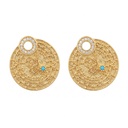 Sculpted Heritage Script Turquoise Pavé Earrings