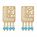 Heritage Script Openwork Turquoise Earrings