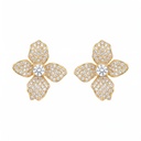 Round Diamond Flower Stud Earrings