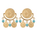 Ottoman Coin & Turquoise Dancing Motif Earrings