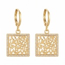 Sculpted Heritage Motif Square Pavé Earrings