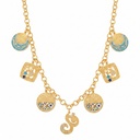 Heritage Charm Necklace with Arabic Script and Turquoise Details