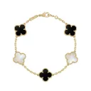 Alhambra 5 Motifs Onyx & Mother of Pearl Gold Bracelet