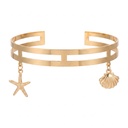 Gold Upper Arm Cuff Bracelet with Starfish & Shell Charms