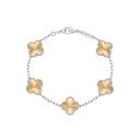 Vintage Alhambra 5 Motifs Guilloche Silver Gold Bracelet