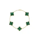 Vintage Alhambra 5 Motifs Green Gold Bracelet