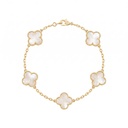 Van Cleef 5-Motif Alhambra Gold & White Pearl Bracelet