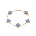 Vintage Alhambra 5 Motifs Light Blue Gold Bracelet