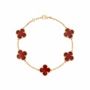 Van Cleef & Arpels Vintage Alhambra 5 Motifs Marbled Red Gold Bracelet