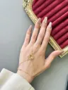 Gold Hand Chain with Modern Bohemian Ring Motif