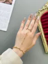 Gold Wavy Hand Chain Bracelet with Zircon Accent