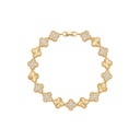 Gold Sweet Alhambra Zircon & Guilloche Bracelet