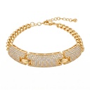 Gold Rectangular Link Zircon Bracelet