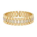 Large Gold Watch Strap Style Zircon Bracelet
