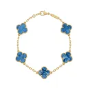Vintage Alhambra 5 Motifs Marbled Blue Gold Bracelet