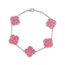 Vintage Alhambra 5 Motifs Spotted Pink Silver Bracelet