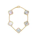 Van Cleef & Arpels Vintage Alhambra 5 Motifs Mother of Pearl Gold Bracelet