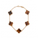 Van Cleef & Arpels Vintage Alhambra 5 Motifs Tiger's Eye Gold Bracelet