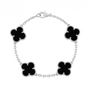 Van Cleef Alhambra Silver Bracelet with Black Onyx