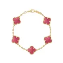 Vintage Alhambra 5 Motifs Pink Gold Bracelet