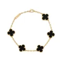 Sweet Alhambra 5 Small Motifs Onyx Gold Bracelet